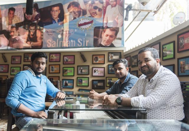 The real fans: Khursheed (left); Govind (centre) and Zafar Sayed (right), three of the five fans behind Bhaijaanz (Aalok Soni) The real fans: Khursheed (left); Govind (centre) and Zafar Sayed (right), three of the five fans behind Bhaijaanz (Aalok Soni)
