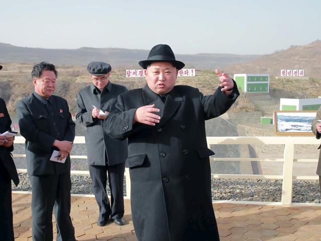 North Korean leader Kim Jong Un visits the Paektusan Hero Youth Power Station No 3 in this undated photo . Seoul reported a missile was seen to be fired by North Korea from a submarine on Saturday. (REUTERS) North Korean leader Kim Jong Un visits the Paektusan Hero Youth Power Station No 3 in this undated photo . Seoul reported a missile was seen to be fired by North Korea from a submarine on Saturday. (REUTERS)