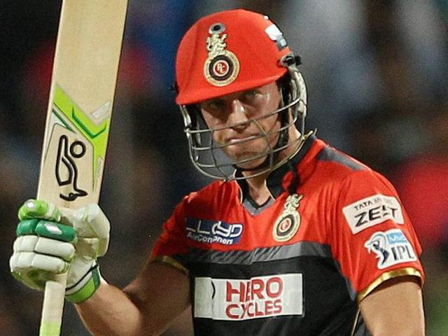 AB de Villiers of Royal Challengers Bangalore celebrates his fifty against Rising Pune Supergiants. (PTI Photo) AB de Villiers of Royal Challengers Bangalore celebrates his fifty against Rising Pune Supergiants. (PTI Photo)
