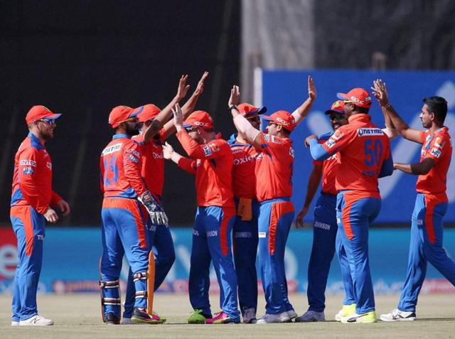 Ravindra Jadeja of Gujarat Lions is congratulated for taking the catch to get Shane Watson. (PTI Photo) Ravindra Jadeja of Gujarat Lions is congratulated for taking the catch to get Shane Watson. (PTI Photo)