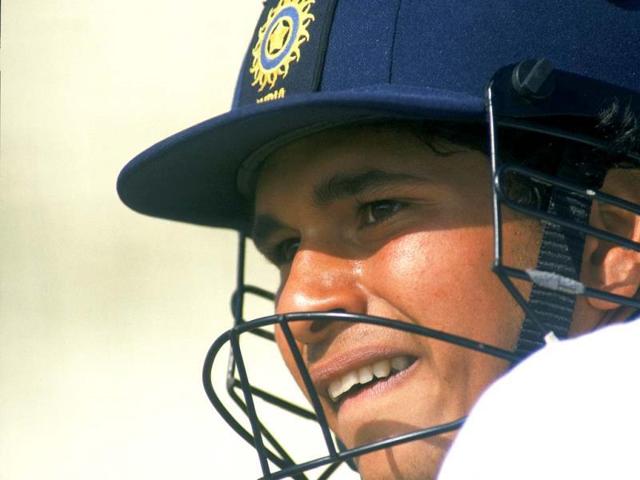 Sachin at the Oval during India's tour of England in 1990. He would get his first Test century in this series. (Getty Images)
