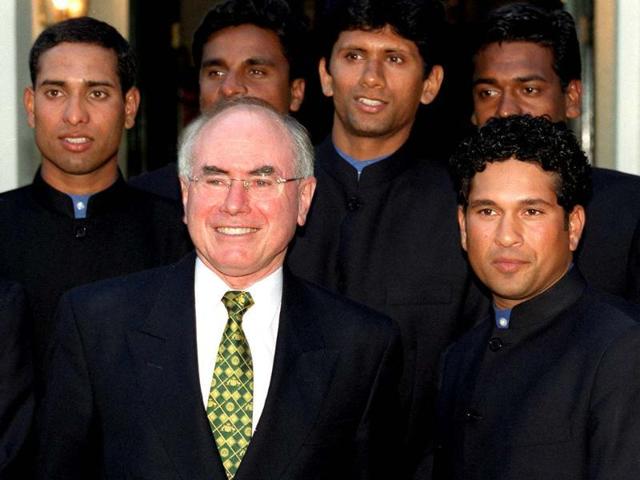 Sachin, as the captain of India with Australian Prime Minister John Howard and others of the team. Though he has had two stints as captain, they were not the team's most successful phases. Stuart Milligan/Allsport. Getty Images.