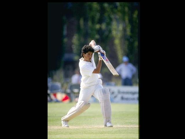 Sachin bats against the Minor Counties in Trowbridge. He became the first non-Yorkshireman to play for the Yorkshire county in 1992. Ben Radford/Allsport. Getty Images