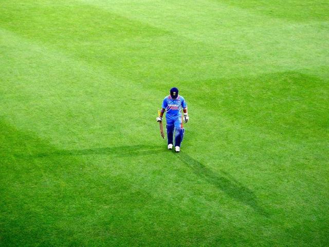 Sachin leaves the field after being dismissed during a One Day International match against Sri Lanka. The master hung up his ODI boots in December 2012. Getty Images.