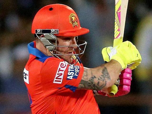 Brendon McCullum of Gujarat Lions plays a shot agianst SRH during their IPL match in Rajkot. (PTI Photo) Brendon McCullum of Gujarat Lions plays a shot agianst SRH during their IPL match in Rajkot. (PTI Photo)