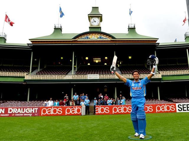 A wax figure of cricket star Sachin Tendulkar is displayed at the Sydney Cricket Ground in Sydney. (AFP)