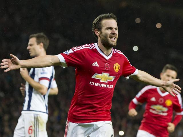 Manchester United's Juan Mata, centre, celebrates after scoring during the English Premier League soccer match between Manchester United and West Bromwich Albion at Old Trafford Stadium, Manchester, England, Saturday, Nov. 7, 2015. (AP Photo/Jon Super) (AP) Manchester United's Juan Mata, centre, celebrates after scoring during the English Premier League soccer match between Manchester United and West Bromwich Albion at Old Trafford Stadium, Manchester, England, Saturday, Nov. 7, 2015. (AP Photo/Jon Super) (AP)