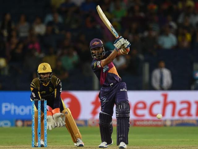 Ajinkya Rahane (R) hit 67 from 52 balls. (AFP) Ajinkya Rahane (R) hit 67 from 52 balls. (AFP)