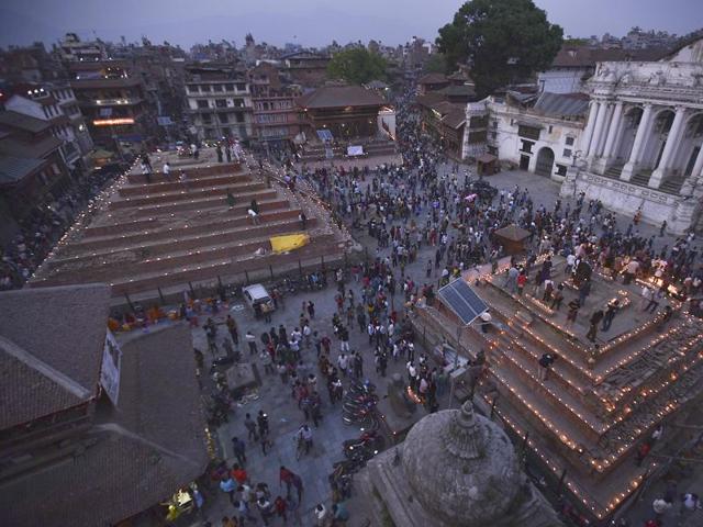 The earthquake damaged many iconic religious structures in Kathmandu.  (Raj K Raj/Hindustan Times) 