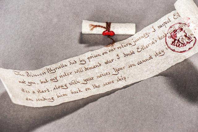 The letter is written in a beautiful handwriting with a red stamp and seal. (HBO) The letter is written in a beautiful handwriting with a red stamp and seal. (HBO)