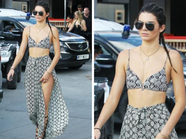 Kendall Jenner’s python print duo is the coolest matching set we have recently seen.