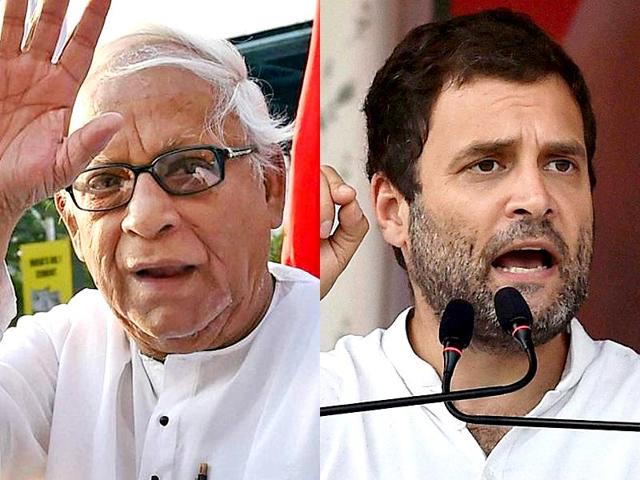 AICC vice-president Rahul Gandhi (right) and former chief minister Buddhadeb Bhattacharya of the CPI(M) will share the dais at Park Circus Maidan on Wednesday. (PTI photo) AICC vice-president Rahul Gandhi (right) and former chief minister Buddhadeb Bhattacharya of the CPI(M) will share the dais at Park Circus Maidan on Wednesday. (PTI photo)