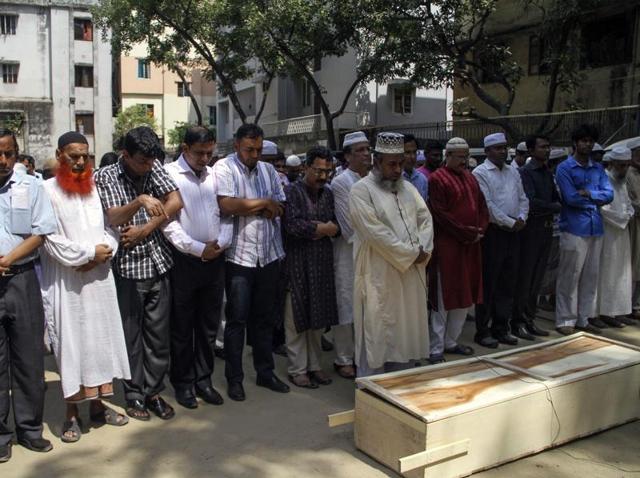 Relatives and friends attend the funeral prayer of Bangladeshi activist Xulhaz Mannan in Dhaka. (AFP) Relatives and friends attend the funeral prayer of Bangladeshi activist Xulhaz Mannan in Dhaka. (AFP)