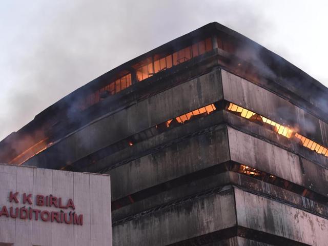 A fire broke out at the Natural History Museum at the FICCI auditorium premises in New Delhi. (Arvind Yadav/HT Photo) A fire broke out at the Natural History Museum at the FICCI auditorium premises in New Delhi. (Arvind Yadav/HT Photo)