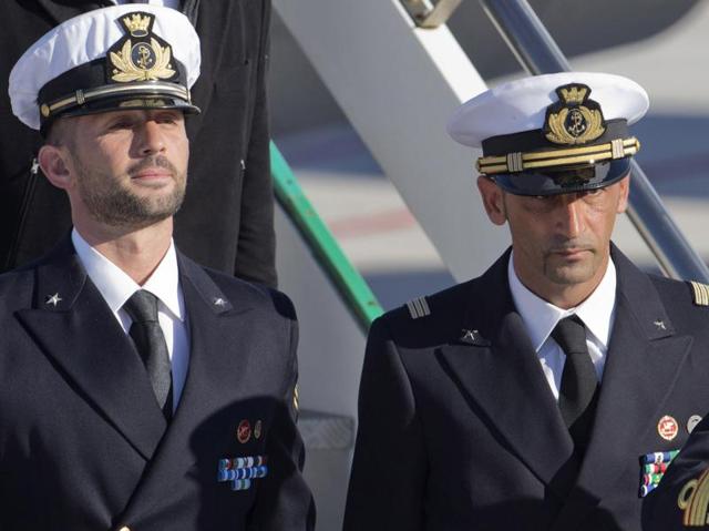 In this file photograph, Italian marines Massimiliano Latorre (R) and Salvatore Girone (L) arriving at Ciampino airport near Rome. (AFP) In this file photograph, Italian marines Massimiliano Latorre (R) and Salvatore Girone (L) arriving at Ciampino airport near Rome. (AFP)