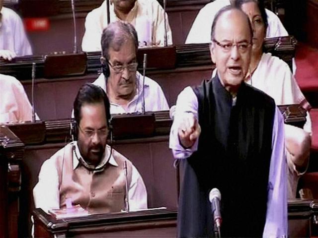 Finance minister Arun Jaitley speaks in the Rajya Sabha in New Delhi on Tuesday. (PTI Photo) Finance minister Arun Jaitley speaks in the Rajya Sabha in New Delhi on Tuesday. (PTI Photo)