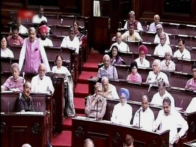 Members of Opposition in the Rajya Sabha on Tuesday. (PTI) Members of Opposition in the Rajya Sabha on Tuesday. (PTI)