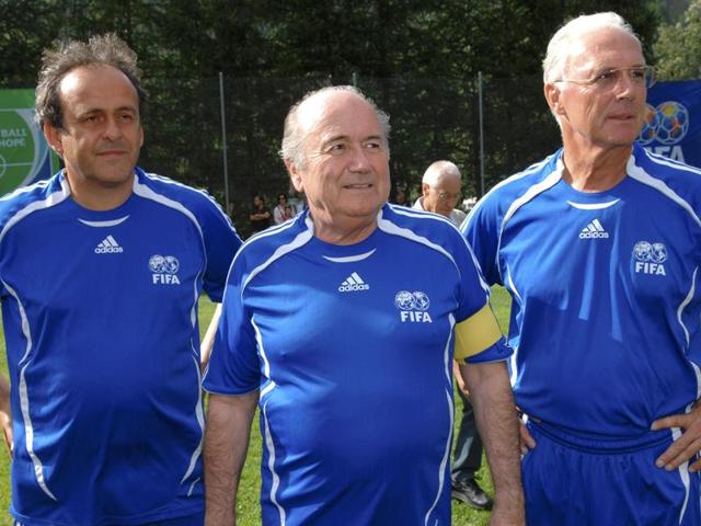 A file photo of FIFA President Sepp Blatter (C) UEFA President Michel Platini (L) and German soccer legend Franz Beckenbauer. (Reuters Photo) A file photo of FIFA President Sepp Blatter (C) UEFA President Michel Platini (L) and German soccer legend Franz Beckenbauer. (Reuters Photo)
