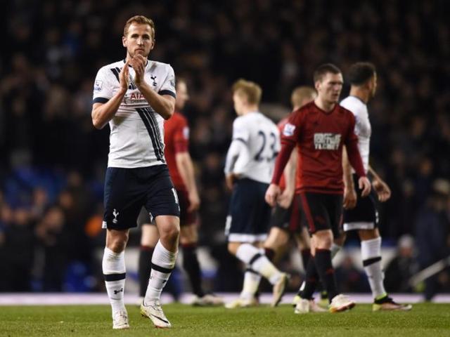 Tottenham's Harry Kane applauds the fans after the game against West Brom. (Reuters Photo) Tottenham's Harry Kane applauds the fans after the game against West Brom. (Reuters Photo)