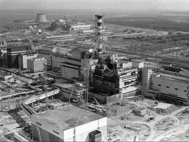 A 1986 file photo of the Chernobyl nuclear plant in Chernobyl, Ukraine showing damage from an explosion and fire in reactor four on April 26, 1986 that sent large amounts of radioactive material into the atmosphere. (AP Photo)