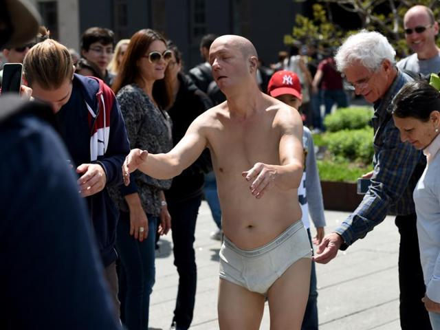 In 2014, Sleepwalker was installed on the campus of Wellesley, a women’s college just outside of Boston. (AFP) In 2014, Sleepwalker was installed on the campus of Wellesley, a women’s college just outside of Boston. (AFP)