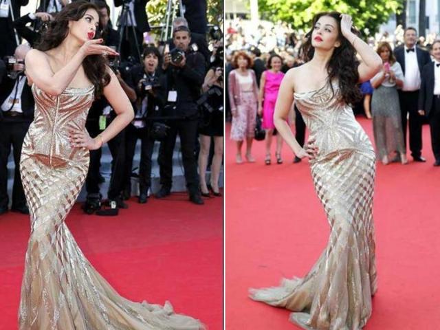 Aishwarya’s 2014 look silenced her critics once and for all as she sizzled on the red carpet in a golden Roberto Cavalli gown, after losing oodles of her much criticised post-pregnancy weight. (AFP) Aishwarya’s 2014 look silenced her critics once and for all as she sizzled on the red carpet in a golden Roberto Cavalli gown, after losing oodles of her much criticised post-pregnancy weight. (AFP)