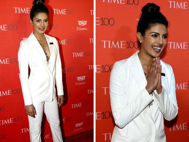 Priyanka Chopra was a vision in white at the TIME 100 gala on Tuesday night. Among the magazine’s list of 100 Most Influential People, the actor also got her own cover. (AFP)