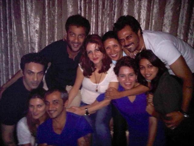Another picture from the same party which shows Hrithik’s ex-wife Sussanne Khan, filmmaker Abhishek Kapoor and actor Arjun Rampal , along with other guests posing for a group photo. Another picture from the same party which shows Hrithik’s ex-wife Sussanne Khan, filmmaker Abhishek Kapoor and actor Arjun Rampal , along with other guests posing for a group photo.