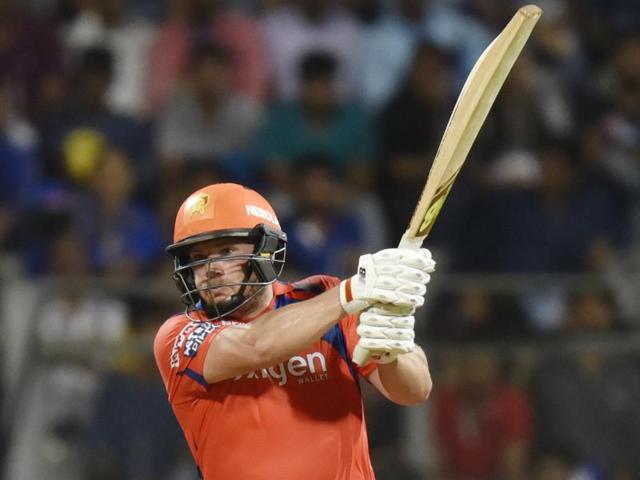 Gujarat Lions’ Aaron Finch in action during the IPL match against Mumbai Indians at the Wankhede Stadium in Mumbai on April 16, 2016. (Satish Bate/HT Photo) Gujarat Lions’ Aaron Finch in action during the IPL match against Mumbai Indians at the Wankhede Stadium in Mumbai on April 16, 2016. (Satish Bate/HT Photo)