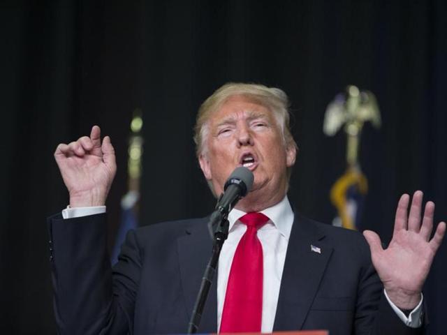 Republican presidential candidate Donald Trump speaks during a campaign rally in Harrington, Delaware, on April 22.(AFP)