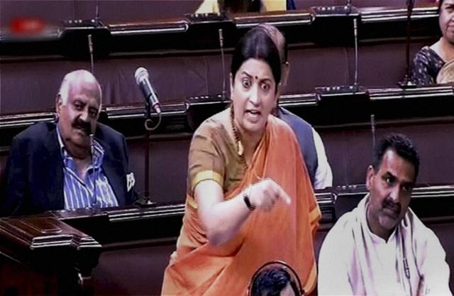 HRD minister Smriti Irani speaks in the Rajya Sabha. (PTI) HRD minister Smriti Irani speaks in the Rajya Sabha. (PTI)