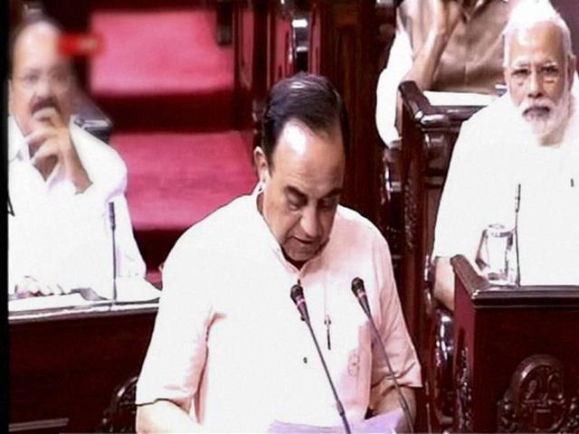 The Congress on Thursday alleged that Subramanian Swamy had been brought to the Rajya Sabha to fulfill the Prime Minister’s “muck raking agenda”. The party added it was a political conspiracy to malign their leadership in the AgustaWestland chopper deal. (PTI Photo) The Congress on Thursday alleged that Subramanian Swamy had been brought to the Rajya Sabha to fulfill the Prime Minister’s “muck raking agenda”. The party added it was a political conspiracy to malign their leadership in the AgustaWestland chopper deal. (PTI Photo)