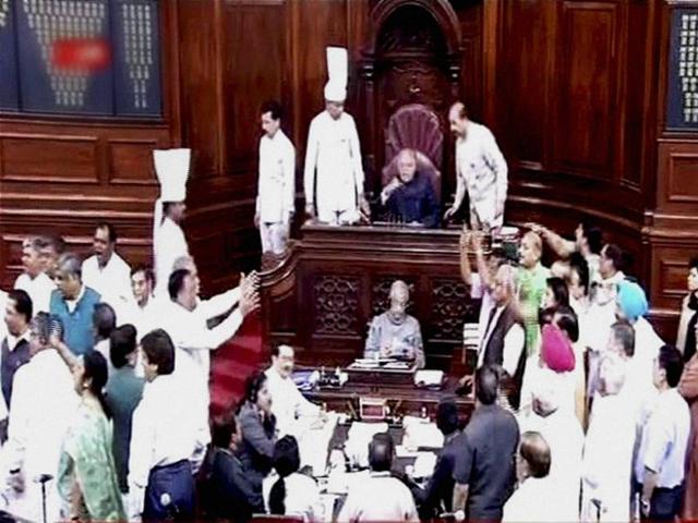 A view the Rajya Sabha in New Delhi on April 27. (PTI) A view the Rajya Sabha in New Delhi on April 27. (PTI)