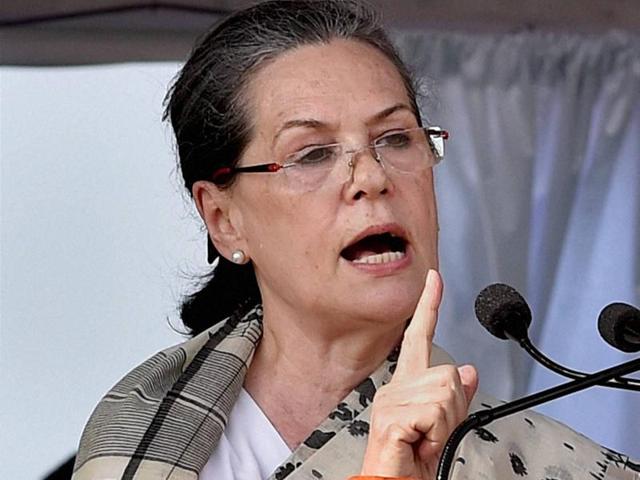 In this file photo, Congress president Sonia Gandhi addresses an election campaign rally in West Bengal. (PTI) In this file photo, Congress president Sonia Gandhi addresses an election campaign rally in West Bengal. (PTI)