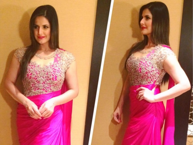 A pink saree is the dress of choice for Zareen Khan for another wedding event. (Instagram) 