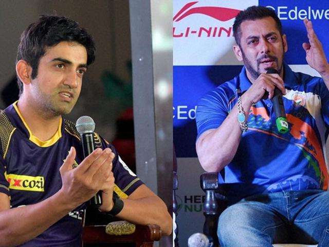 A combined photo of actor Salman Khan and KKR skipper Gautam Gambhir. (PTI Photo) A combined photo of actor Salman Khan and KKR skipper Gautam Gambhir. (PTI Photo)