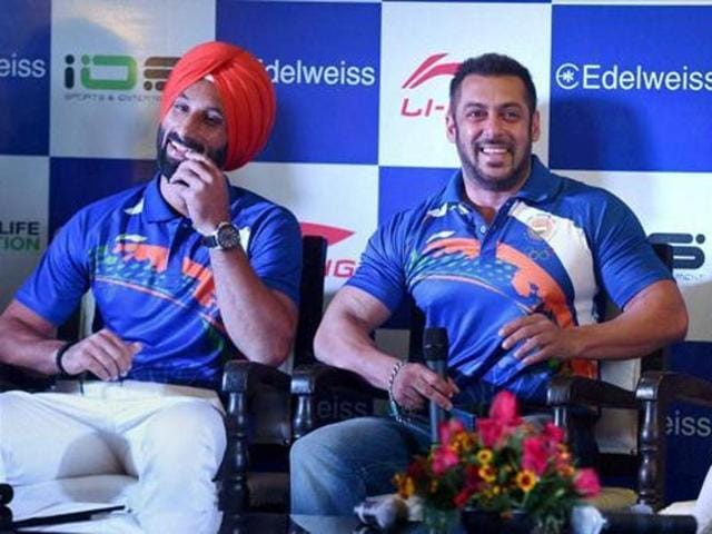 Bollywood actor Salman Khan with boxer MC Mary Kom and hockey captain Sardar Singh during a function where the actor was announced as Goodwill Ambassador of the Indian contingent for Rio Olympics 2016 (PTI) Bollywood actor Salman Khan with boxer MC Mary Kom and hockey captain Sardar Singh during a function where the actor was announced as Goodwill Ambassador of the Indian contingent for Rio Olympics 2016 (PTI)