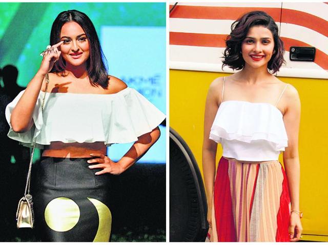 Sonakshi Sinha and Prachi Desai have opted for the summer-perfect Bardot look