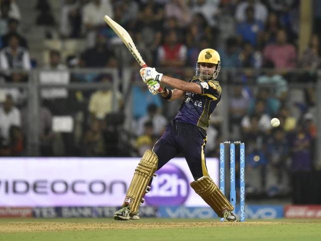 Gautam Gambhir hits a shot. (Arijit Sen/HT Photo) 