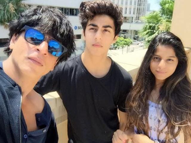 Shah Rukh Khan with his son Aryan and daughter Suhana. Shah Rukh Khan with his son Aryan and daughter Suhana.