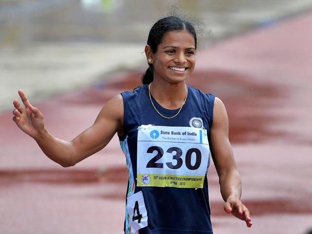 Dutee clocked 11.33 seconds in the women’s 100m dash to win the gold and erase Rachita Mistry’s 16-year-old earlier national record of 11.38 seconds.(AFP file photo)