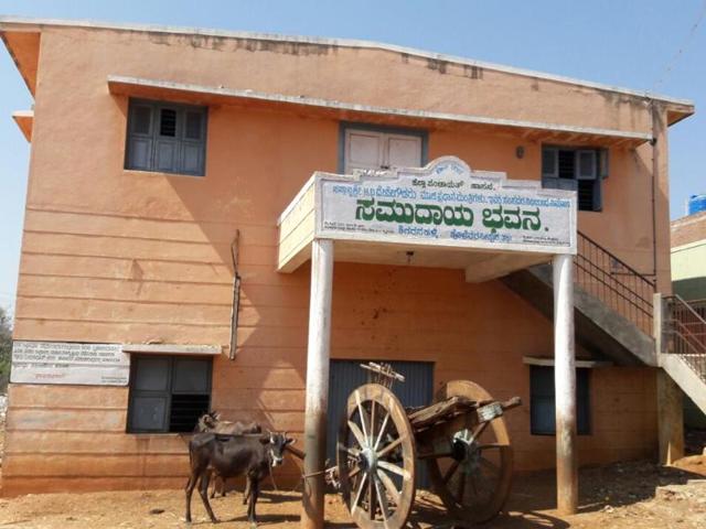 Dalits were barred from even entering this community centre, which was partially built with funds allotted by former prime minister Deve Gowda. (HT Photo) Dalits were barred from even entering this community centre, which was partially built with funds allotted by former prime minister Deve Gowda. (HT Photo)