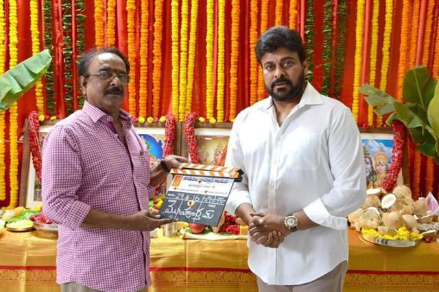 Chiranjeevi with Telugu dialogue writer Paruchuri Venkateshwar in Hyderabad on Friday. Chiranjeevi with Telugu dialogue writer Paruchuri Venkateshwar in Hyderabad on Friday.