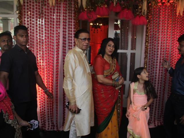 Bipasha’s parents at the functions on Friday. (Pramod Thakur/HT Photo)