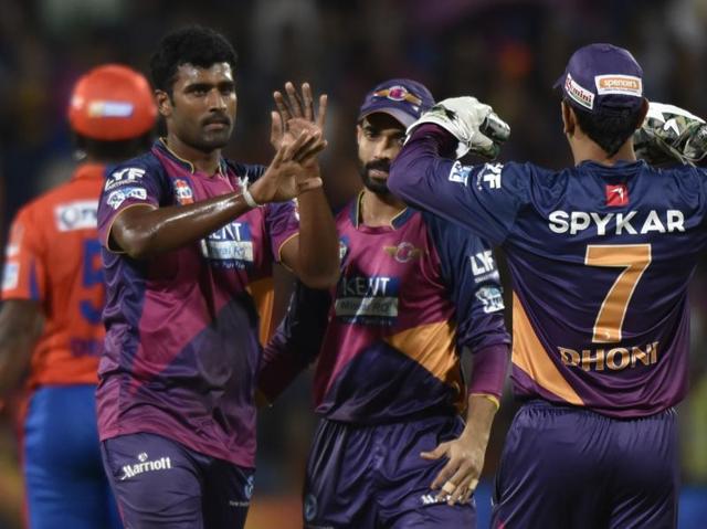 Thisara Perera celebrates after taking the wicket of Dwayne Smith. (Anshuman Poyrekar/HT Photo) Thisara Perera celebrates after taking the wicket of Dwayne Smith. (Anshuman Poyrekar/HT Photo)