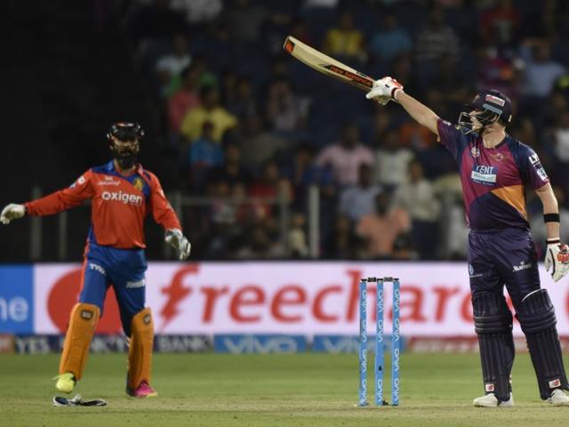 Smith hit 101 of f 54 balls for his maiden T20 hundred. (Anshuman Poyrekar/HT Photo) Smith hit 101 of f 54 balls for his maiden T20 hundred. (Anshuman Poyrekar/HT Photo)