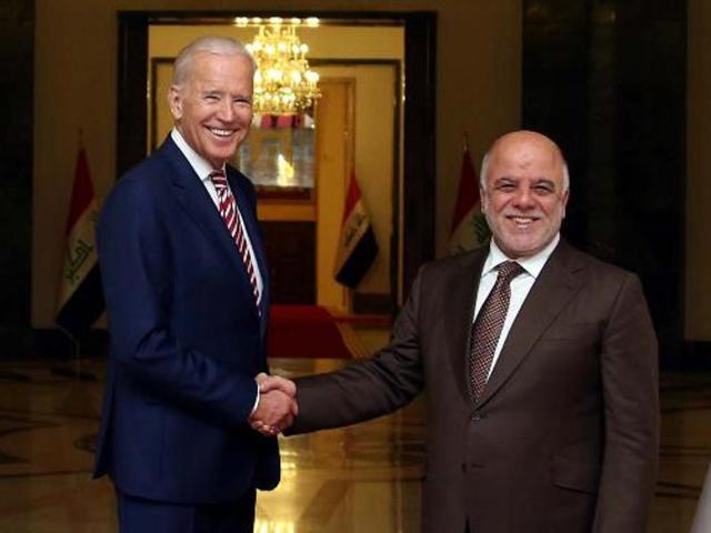 Iraqi Prime Minister Haider al-Abadi shaking hands with US vice-president Joe Biden following a meeting in Baghdad. (AFP) Iraqi Prime Minister Haider al-Abadi shaking hands with US vice-president Joe Biden following a meeting in Baghdad. (AFP)