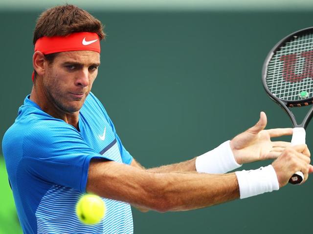 A file photo of Juan Martin Del Potro of Argentina playing a backhand to Horacio Zeballos of Argentina.(AFP Photo)