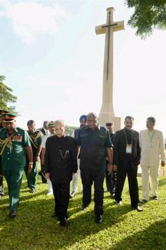 President Pranab Mukherjee after laying a wreath at Bomana War Cemetery at Port Moresby in Papua New Guinea on Thursday. (PTI) President Pranab Mukherjee after laying a wreath at Bomana War Cemetery at Port Moresby in Papua New Guinea on Thursday. (PTI)