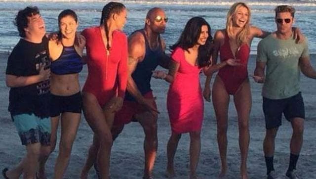 Priyanka Chopra with the cast of her Hollywood debut, Baywatch.